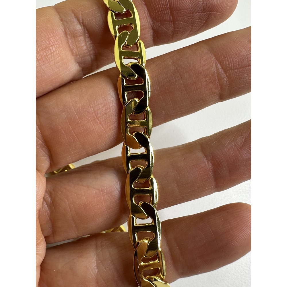 14k gold plated Mariner Link necklace bracelet set solid heavy 22" 8" 14kgp - Picture 8 of 10